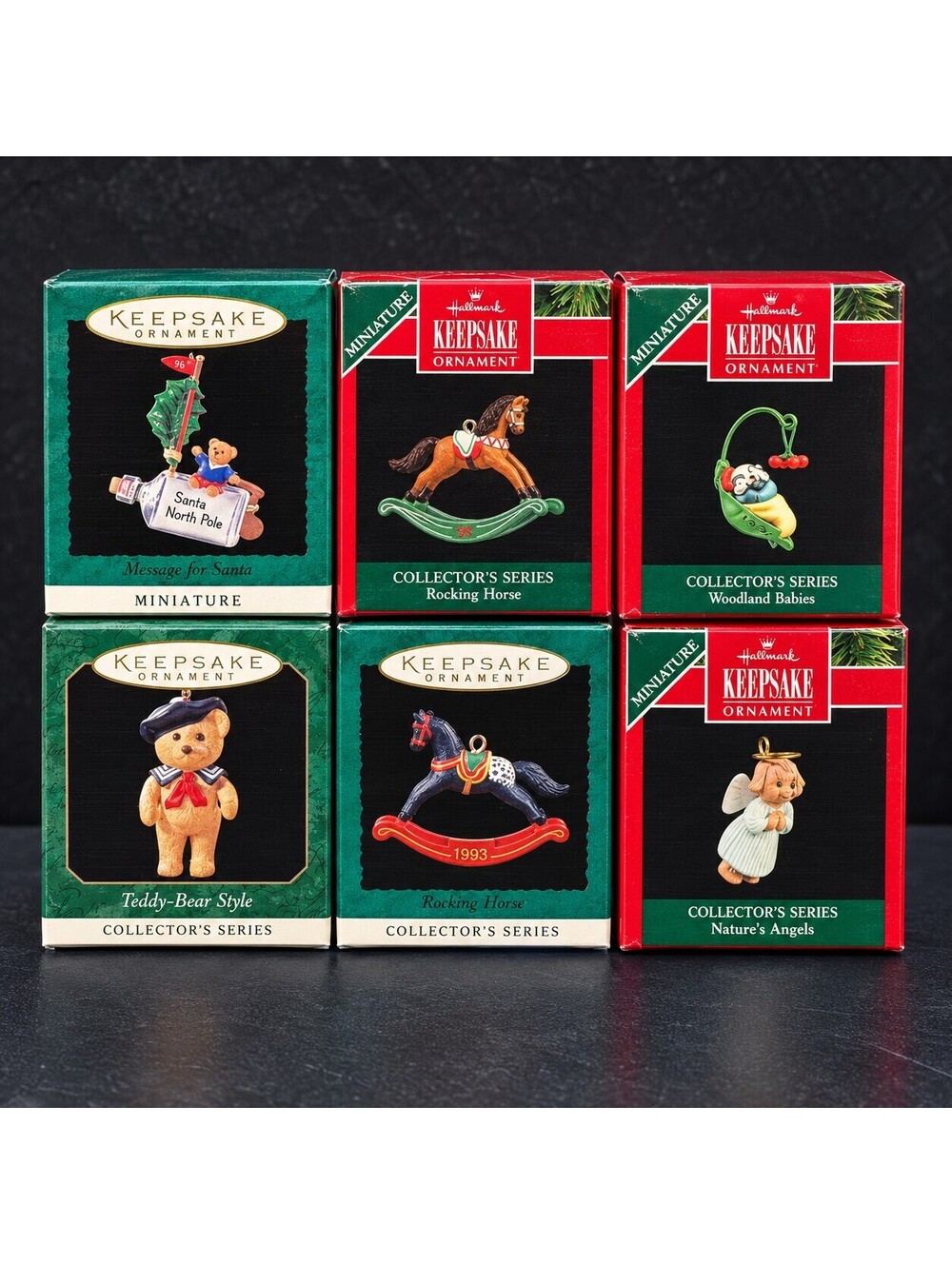 Vintage Hallmark Keepsake Miniature Christmas Ornaments Set of 6 Boxed